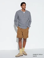 Waffle T-Shirt | Henley Neck Long Sleeve