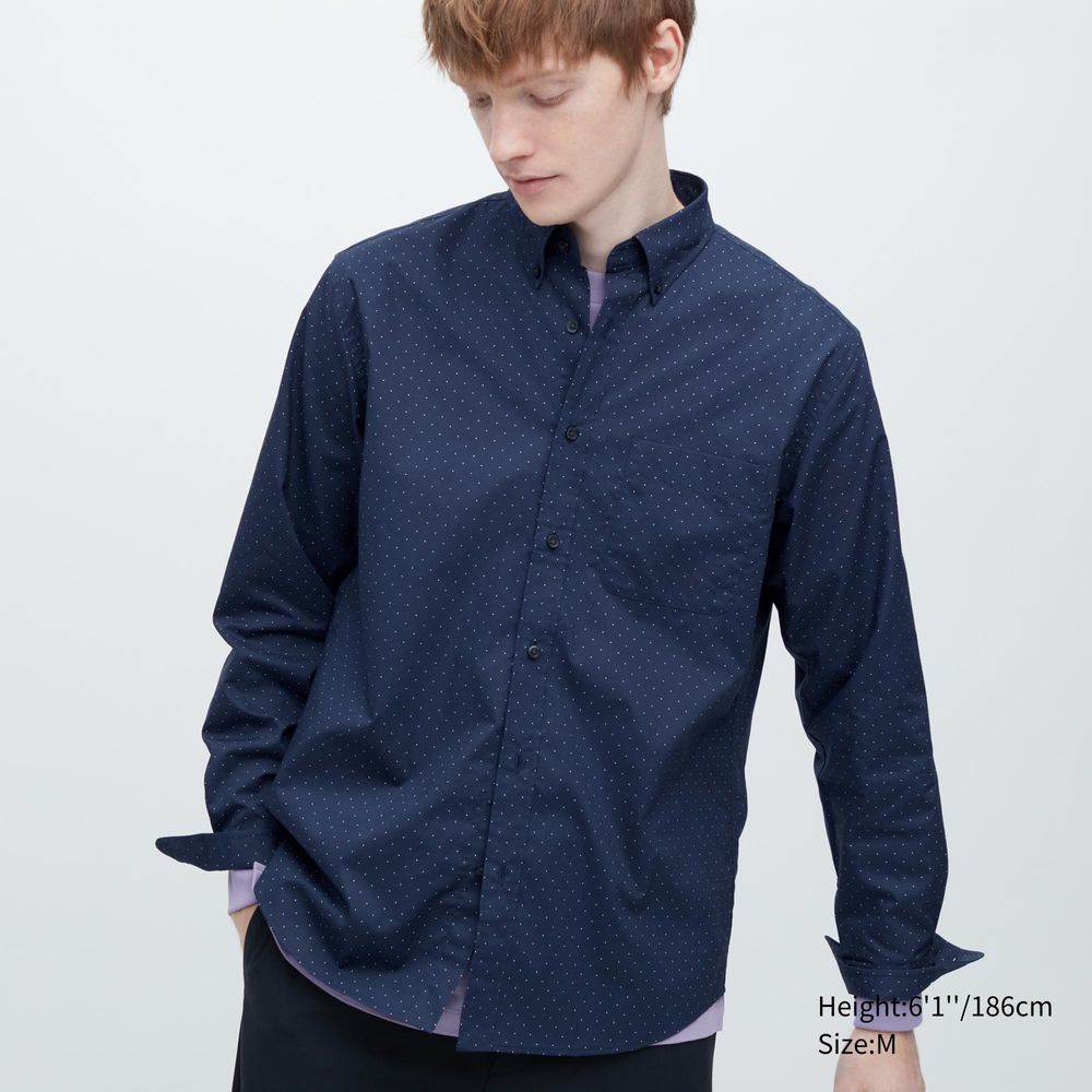 UNIQLO Extra Fine Cotton Broadcloth Dotted Shirt