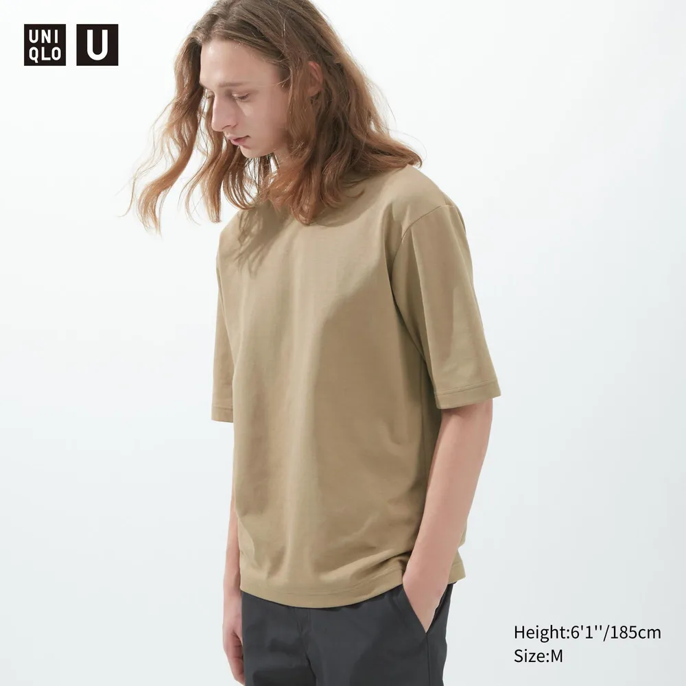 Check styling ideas for「AIRism COTTON OVERSIZED CREW NECK HALF