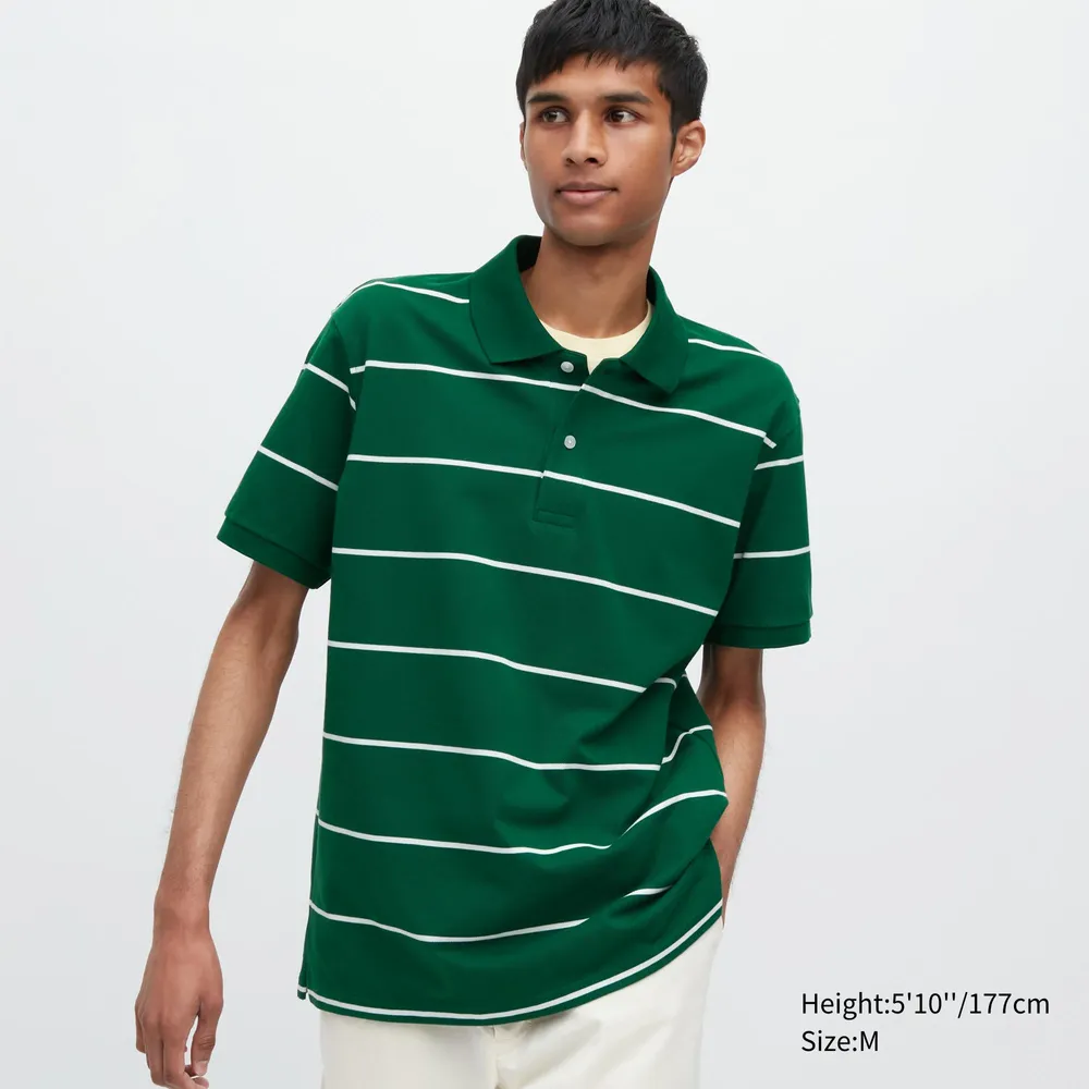 Dry Pique Striped Short-Sleeve Polo Shirt