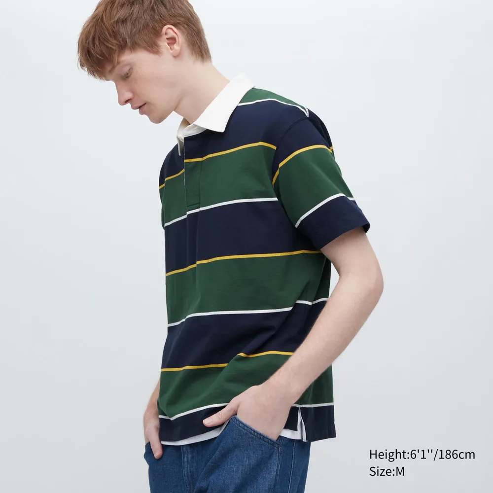 Men's Rugger Long-Sleeve Polo Shirt | Green | 2XS | Uniqlo US