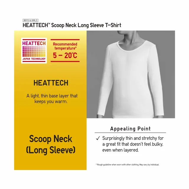 HEATTECH Ribbed Scoop Neck Long Sleeved Thermal Bra Top