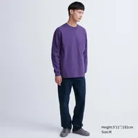 Washed Cotton Crew Neck Long-Sleeve T-Shirt (Oversized)