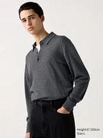 EXTRA FINE MERINO LONG SLEEVE POLO SHIRT