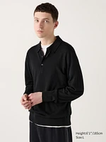 EXTRA FINE MERINO LONG SLEEVE POLO SHIRT