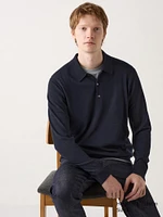 EXTRA FINE MERINO LONG SLEEVE POLO SHIRT