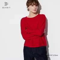 3D Knit Cotton Crew Neck Sweater