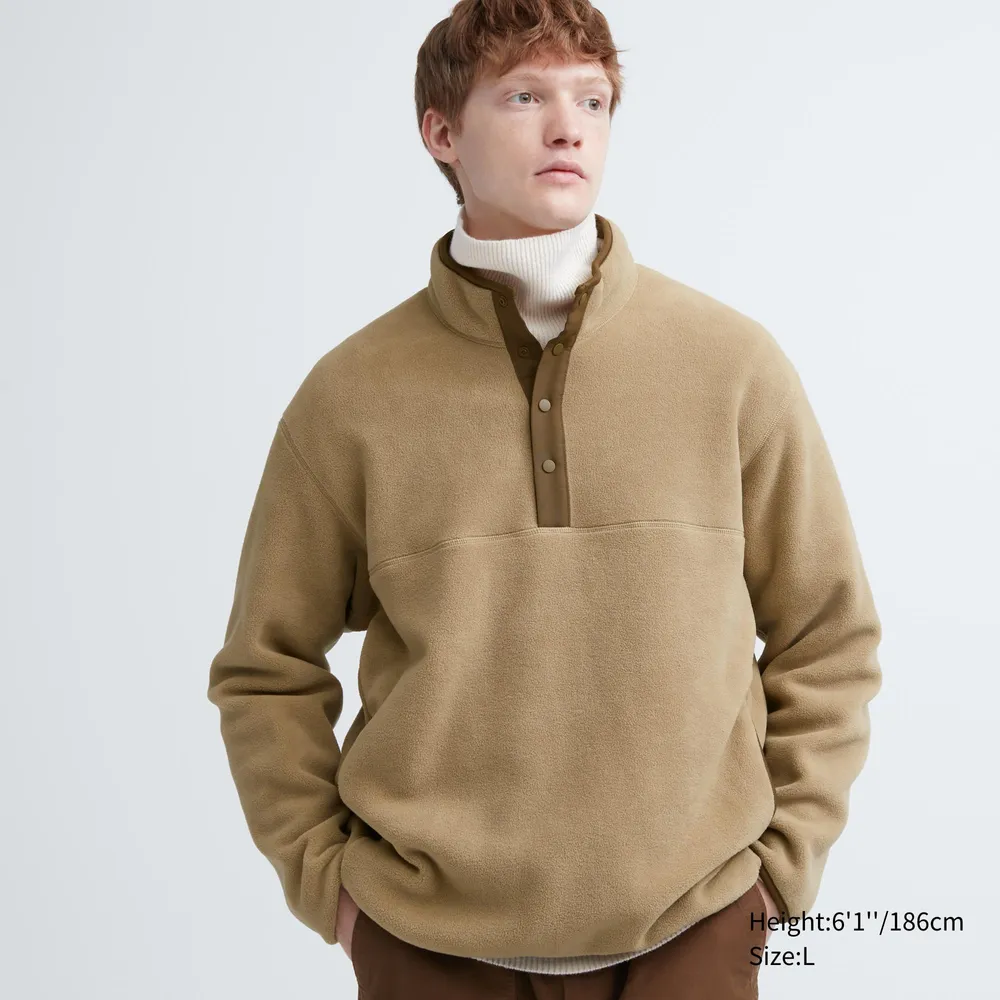 UNIQLO Fleece Button Up Long-Sleeve Pullover