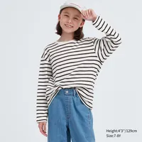 Soft Brushed Striped Crew Neck Long-Sleeve T-Shirt