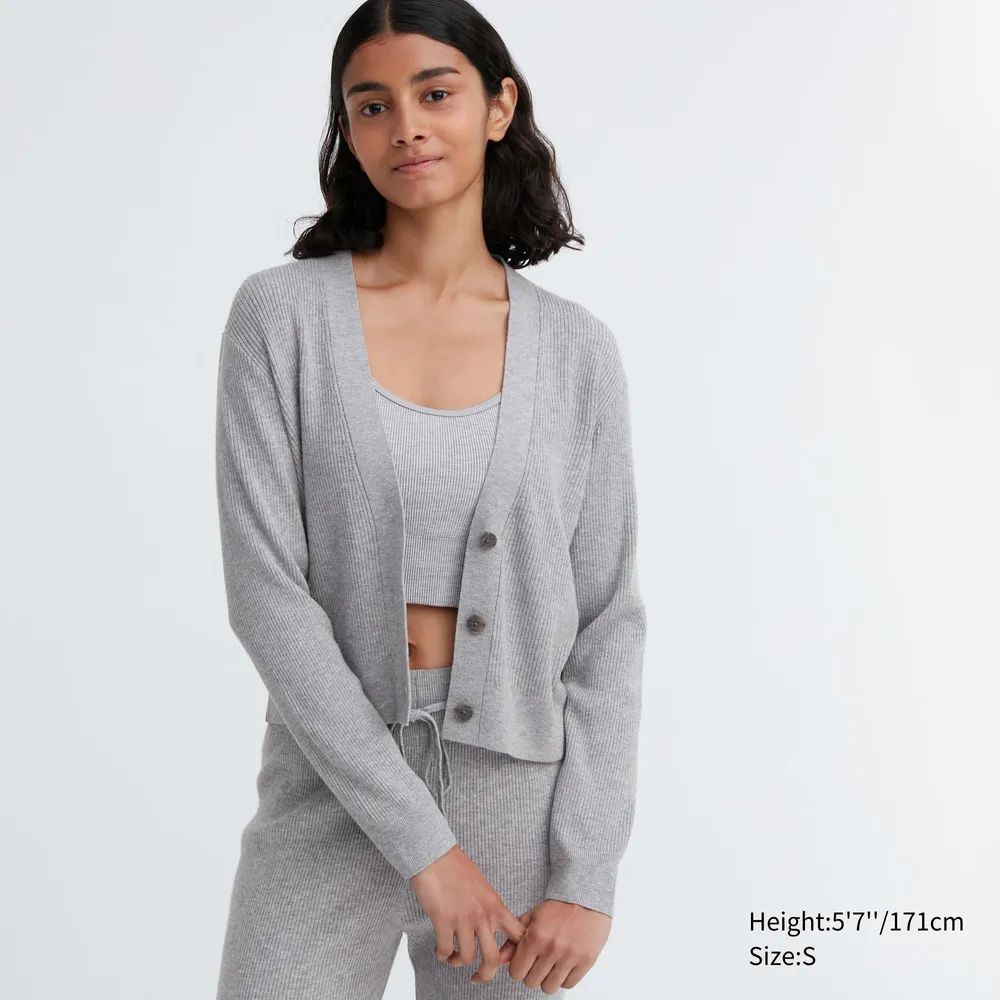 Washable Knit Ribbed Long-Sleeve Cardigan