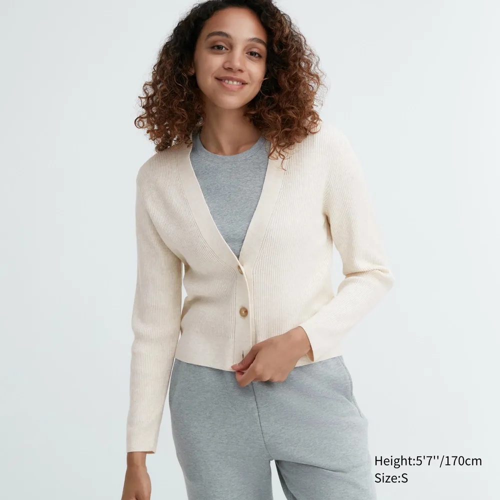 Washable Knit Ribbed Long-Sleeve Cardigan