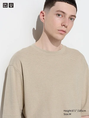 AIRism Cotton Oversized T-Shirt | Half-Sleeve Striped