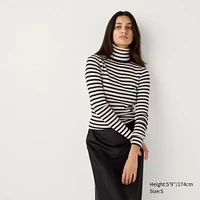 Merino Ribbed Turtleneck Sweater | Striped