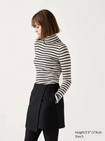 Merino Ribbed Sweater | Turtleneck Striped