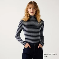 Merino Ribbed Turtleneck Sweater | Striped