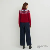 UNIQLO Jacquard Crew Neck Long-Sleeve Cardigan (Ines de la Fressange)