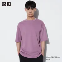 U AIRism Cotton Oversized Crew Neck Half-Sleeve T-Shirt