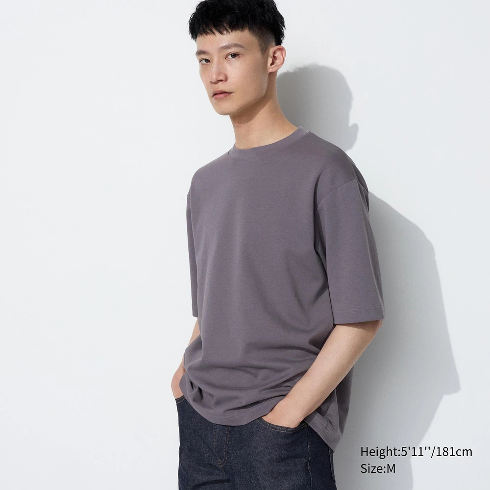 AIRism Cotton Oversized Crew Neck T-Shirt | Half-Sleeve