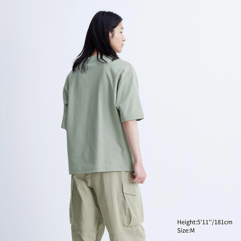 AIRism Cotton Oversized Crew Neck T-Shirt | Half-Sleeve
