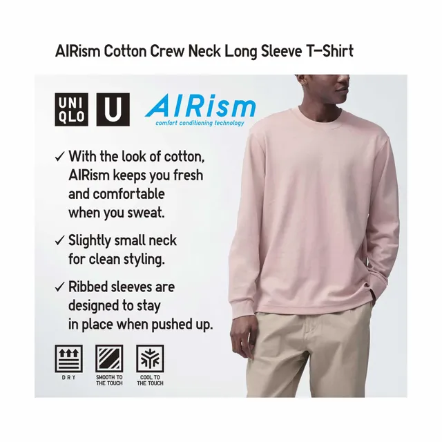 AIRism Cotton Crew Neck Long Sleeve T-Shirt