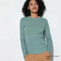 Soft Ribbed Crew Neck Long Sleeve T-Shirt