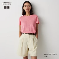 Linen Crew Neck Short-Sleeve T-Shirt