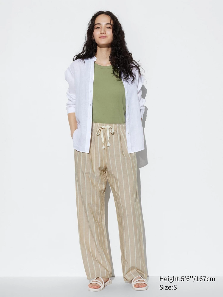 Linen Blend Easy Pants | Striped