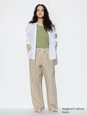 Linen Blend Easy Pants | Striped