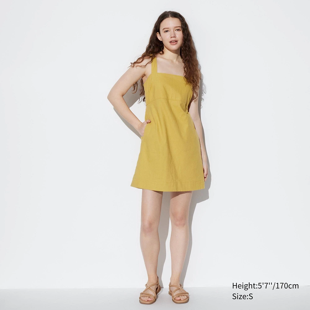 Linen Blend Sleeveless Mini Dress