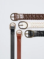 Round Buckle Mesh Leather Belt