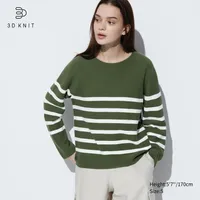 3D Knit Cotton Striped Sweater