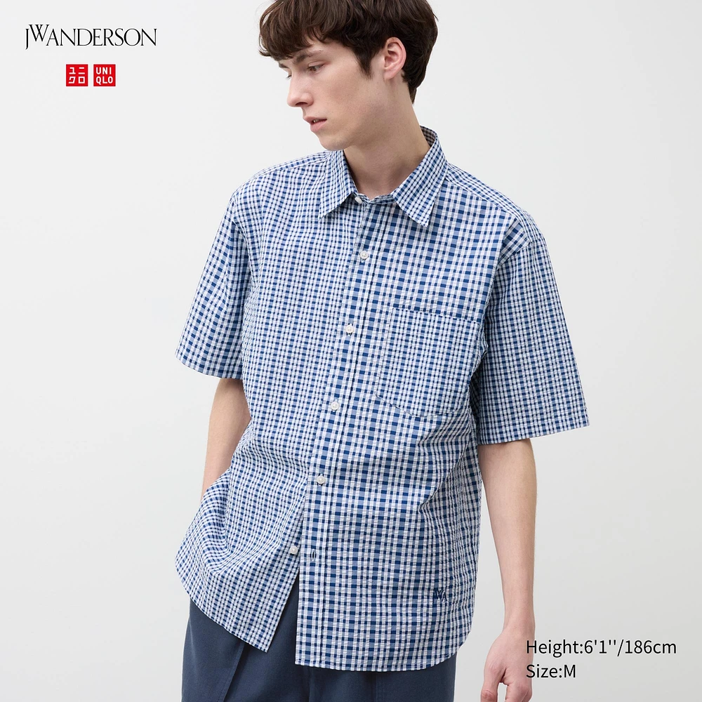 Seersucker Checked Short-Sleeve Shirt