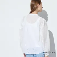 Cotton Embroidery Long Sleeve Blouse