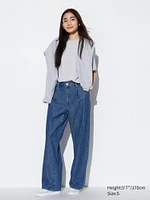 Drapey Denim Pleated Pants