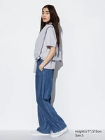 Drapey Denim Pleated Pants