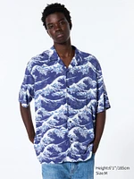 Open Collar Shirt | Short Sleeve | Hokusai Print