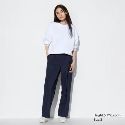 Wide-Fit Pleated Pants (Pinstripe)