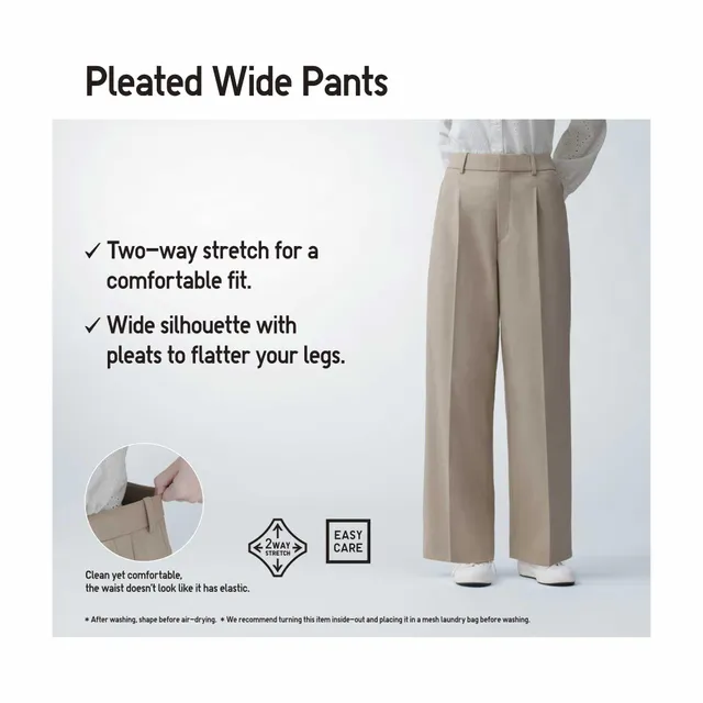 UNIQLO Wide-Fit Pleated Pants (Pinstripe, Tall)