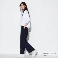 Wide-Fit Pleated Pants (Pinstripe)