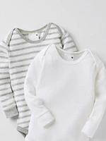 Baby Striped Long Sleeve Bodysuit | Open Front