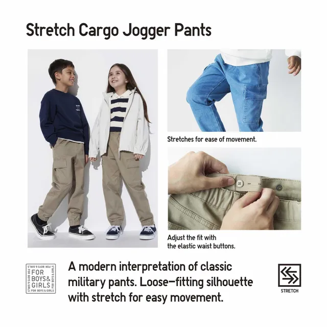 STRETCH DENIM CARGO JOGGER PANTS