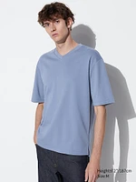 AIRism Cotton Oversized T-Shirt | V-Neck Half Sleeve