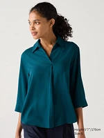 Rayon Skipper Collar Blouse | 3/4 Sleeve