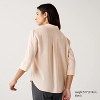 Rayon Skipper Collar Blouse | 3/4 Sleeve