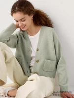 Souffle Yarn Short Cardigan | V-Neck