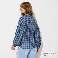 Soft Lawn Gathered Blouse | Checked