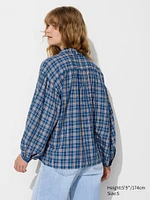 Soft Lawn Gathered Blouse | Checked