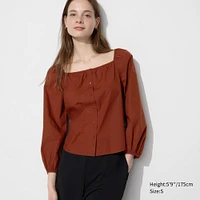 Cotton Square Neck Blouse