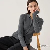 Merino Ribbed Polo Cardigan