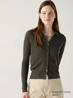 Merino Ribbed Polo Cardigan